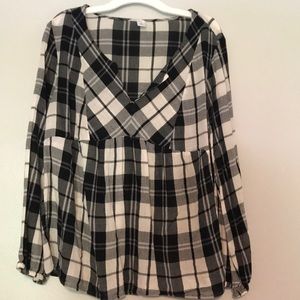 Old Navy Plaid print babydoll top